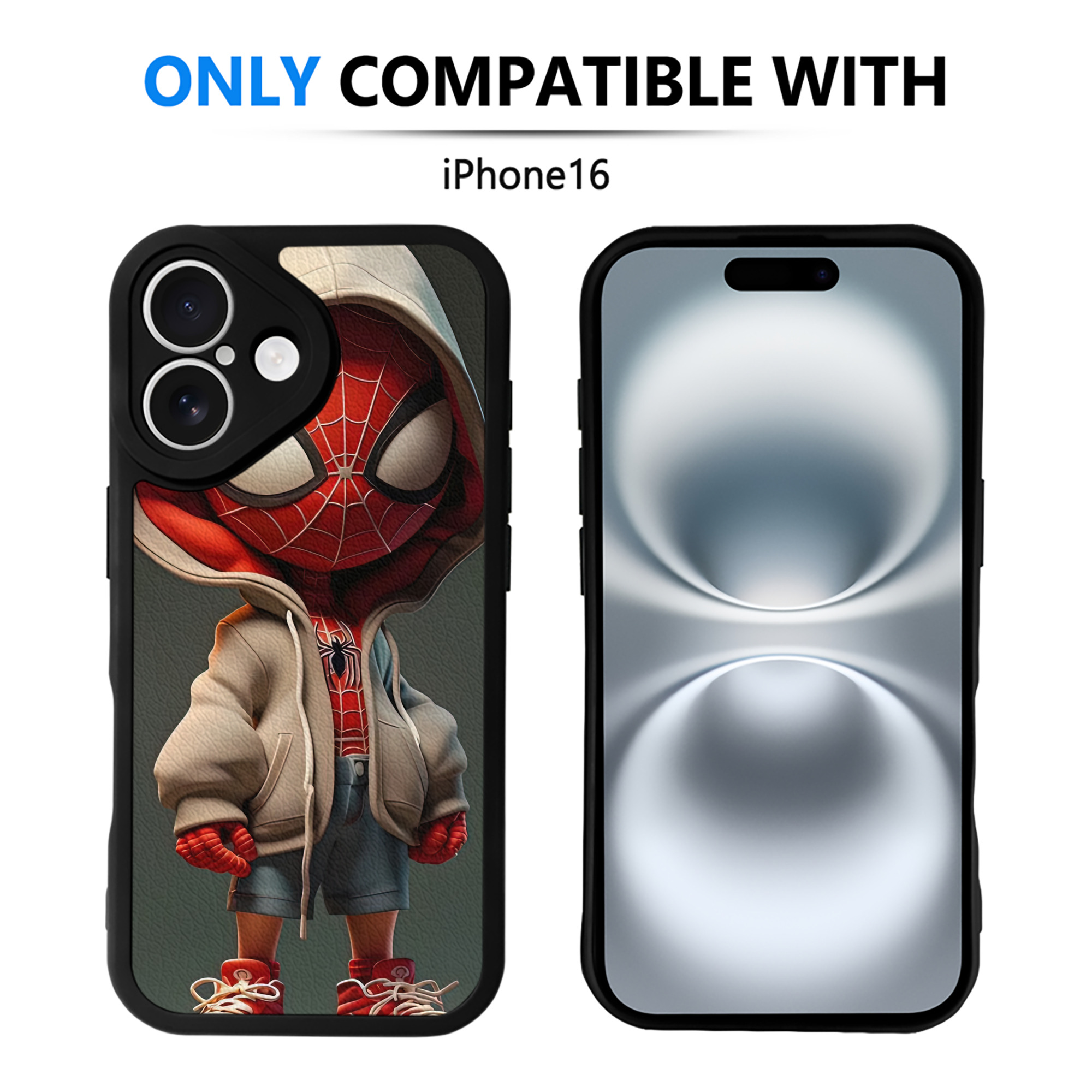 （画像用） Spider Man スパイダーマン 【iPhone 16シリーズ対応】シリコンスマホケース（レザー調） 材質：シリコン